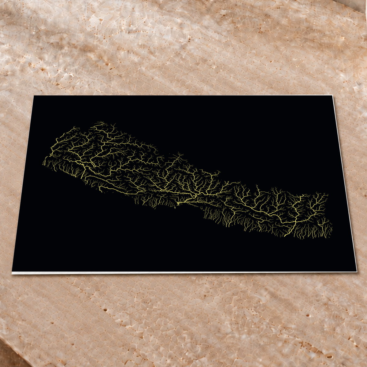 Beautiful Rivers — Nepal — Neon por território, Impressão fine art · 45 × 60 cm, Sem margem
