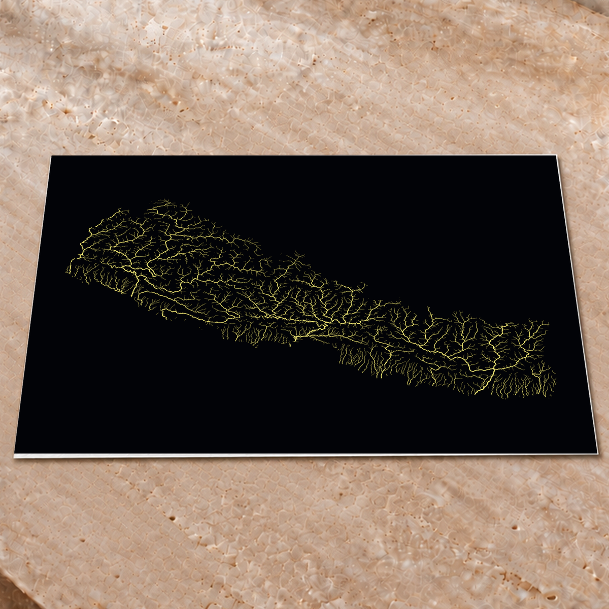 Beautiful Rivers — Nepal — Neon por território, Impressão fine art · 60 × 80 cm, Sem margem