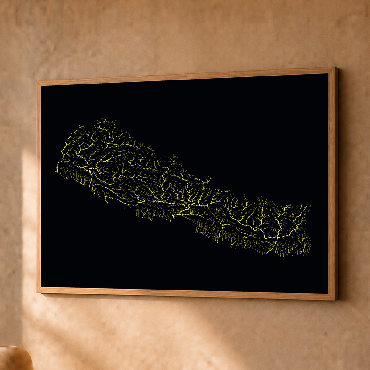 Beautiful Rivers — Nepal — Neon por território, Fine art emoldurado · 30 × 40 cm, Natural · Sem margem