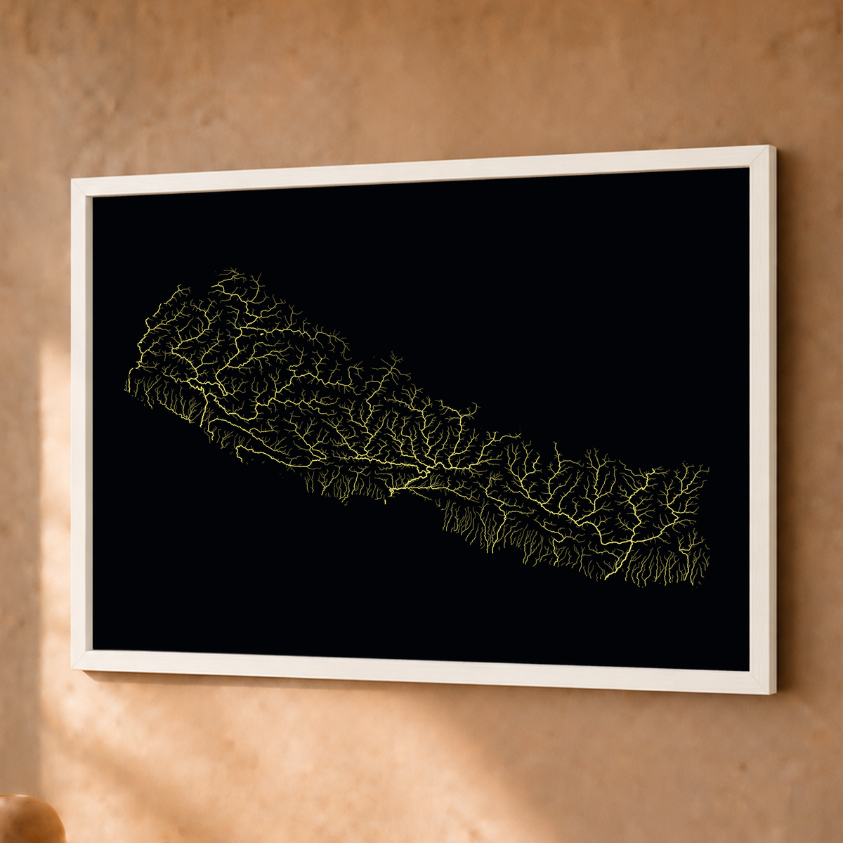 Beautiful Rivers — Nepal — Neon por território, Fine art emoldurado · 30 × 40 cm, Branco · Sem margem