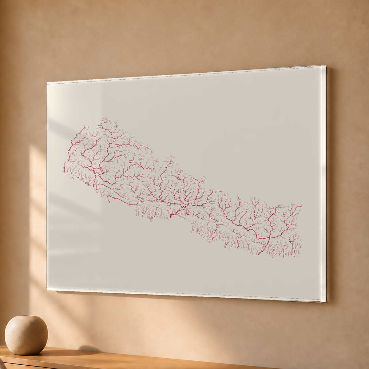 Beautiful Rivers — Nepal — Risografia, Acrílico · 30 × 40 cm, Sem margem