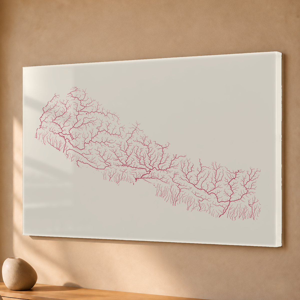 Beautiful Rivers — Nepal — Risografia, Acrílico · 40 × 60 cm, Sem margem