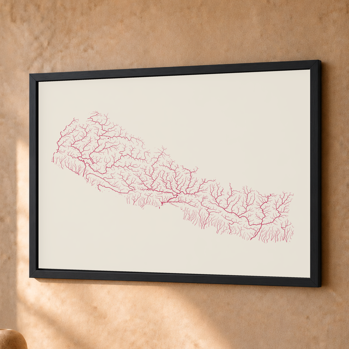Beautiful Rivers — Nepal — Risografia, Fine art emoldurado · 30 × 40 cm, Preto · Sem margem