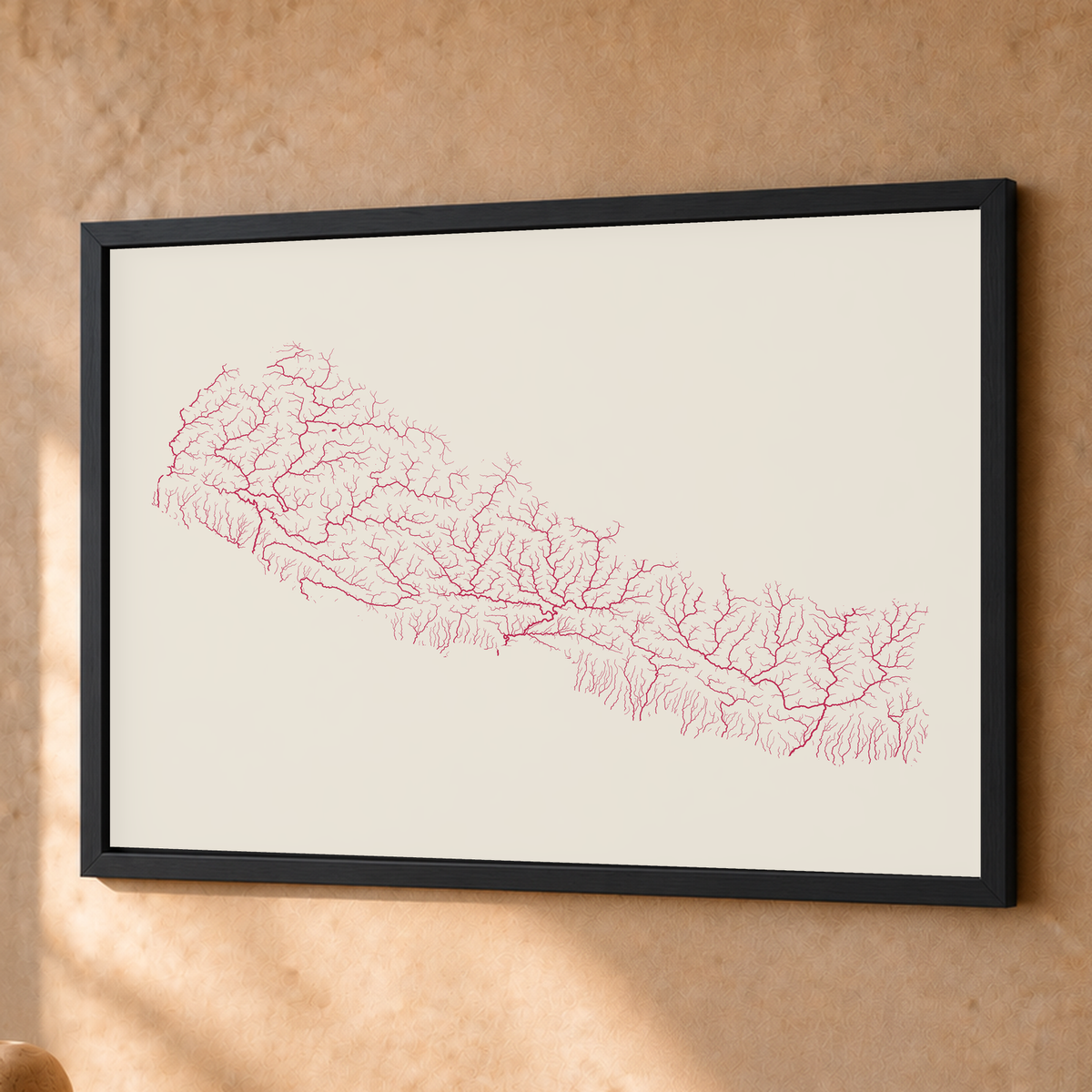 Beautiful Rivers — Nepal — Risografia, Fine art emoldurado · 45 × 60 cm, Preto · Sem margem