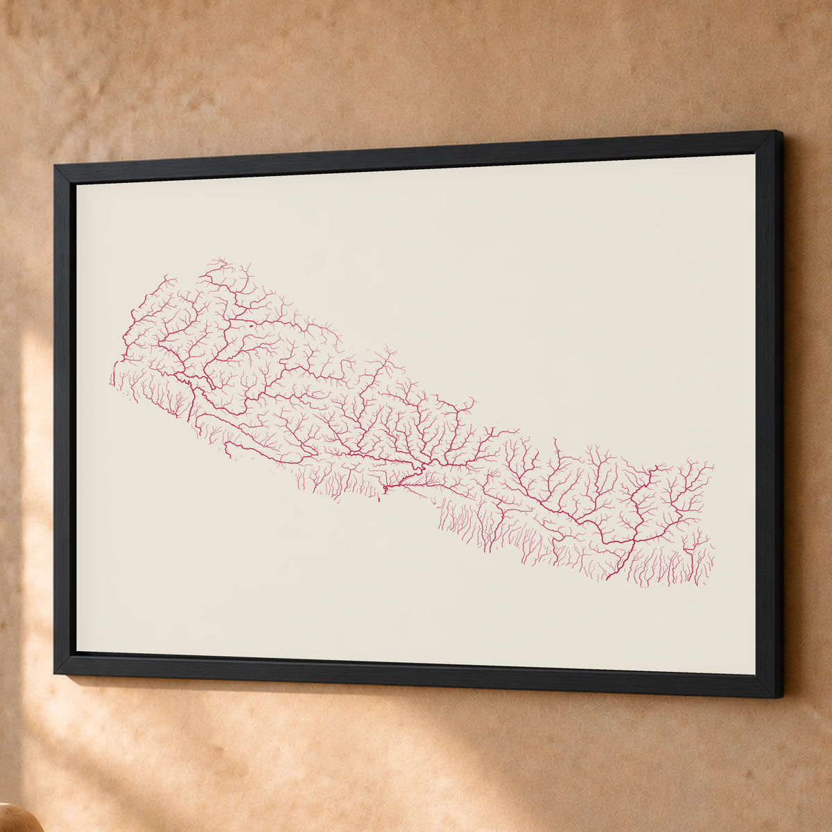Beautiful Rivers — Nepal — Risografia, Fine art emoldurado · 60 × 80 cm, Preto · Sem margem