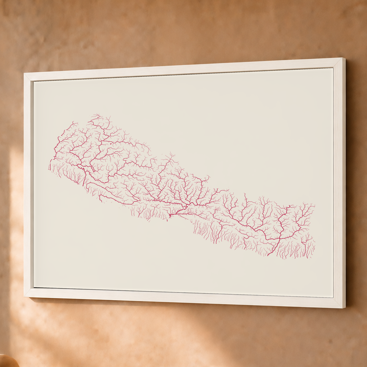 Beautiful Rivers — Nepal — Risografia, Fine art emoldurado · 60 × 80 cm, Branco · Sem margem