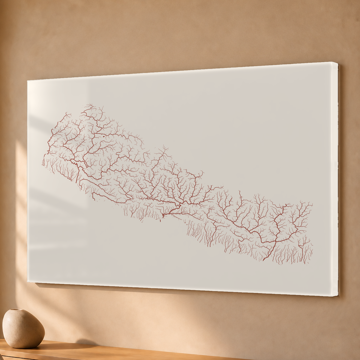 Beautiful Rivers — Nepal — Terracota e areia, Acrílico · 40 × 60 cm, Sem margem