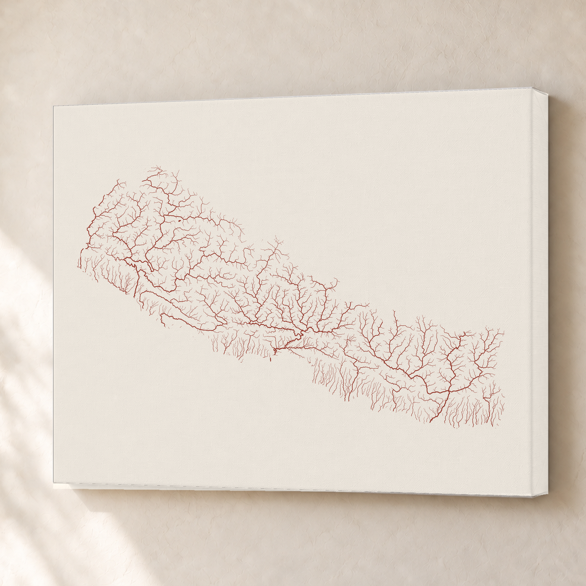Beautiful Rivers — Nepal — Terracota e areia, Canvas · 45 × 60 cm, Sem margem