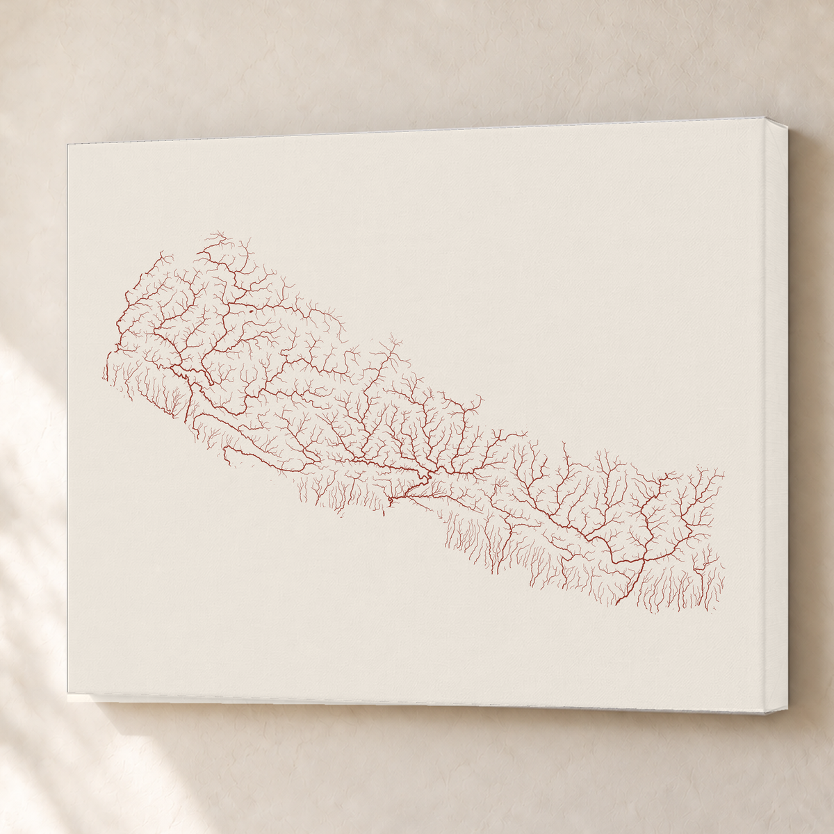 Beautiful Rivers — Nepal — Terracota e areia, Canvas · 60 × 80 cm, Sem margem