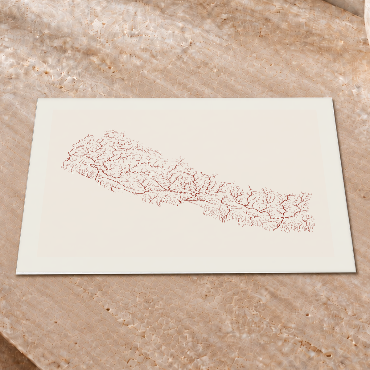 Beautiful Rivers — Nepal — Terracota e areia, Impressão fine art · 30 × 40 cm, Margem branca