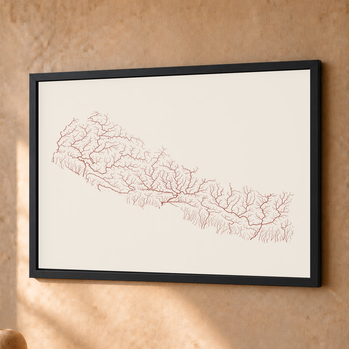 Beautiful Rivers — Nepal — Terracota e areia, Fine art emoldurado · 30 × 40 cm, Preto · Sem margem