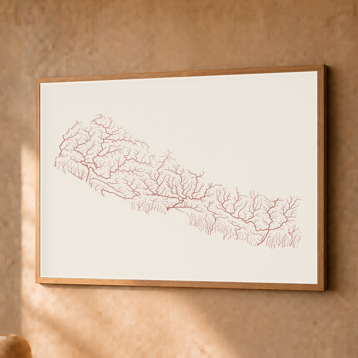 Beautiful Rivers — Nepal — Terracota e areia, Fine art emoldurado · 30 × 40 cm, Natural · Sem margem