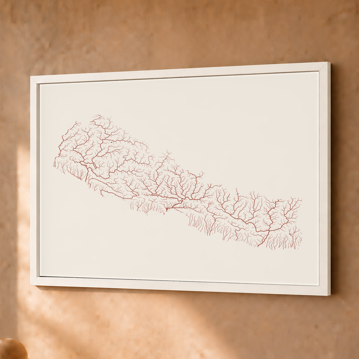 Beautiful Rivers — Nepal — Terracota e areia, Fine art emoldurado · 30 × 40 cm, Branco · Sem margem