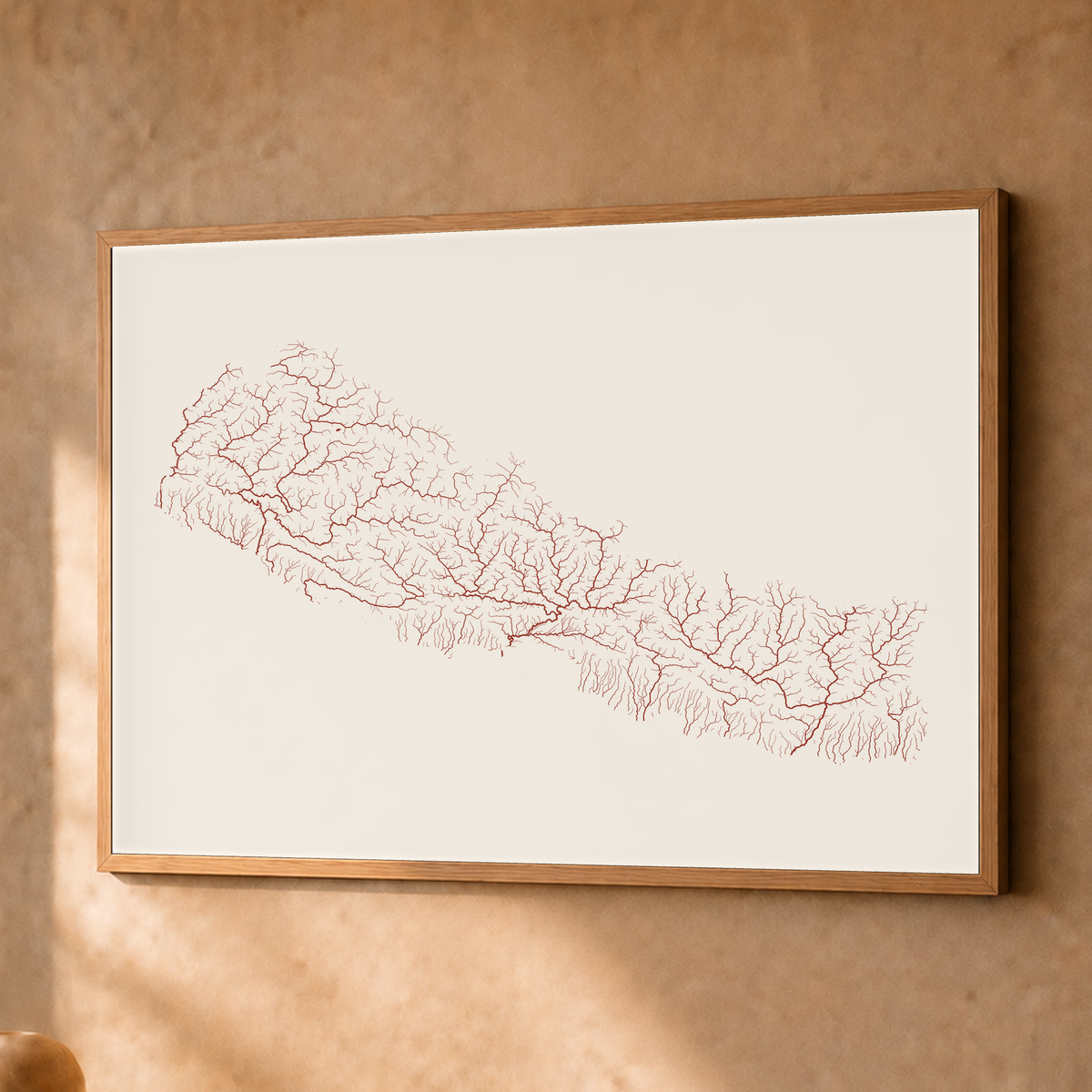 Beautiful Rivers — Nepal — Terracota e areia, Fine art emoldurado · 45 × 60 cm, Natural · Sem margem