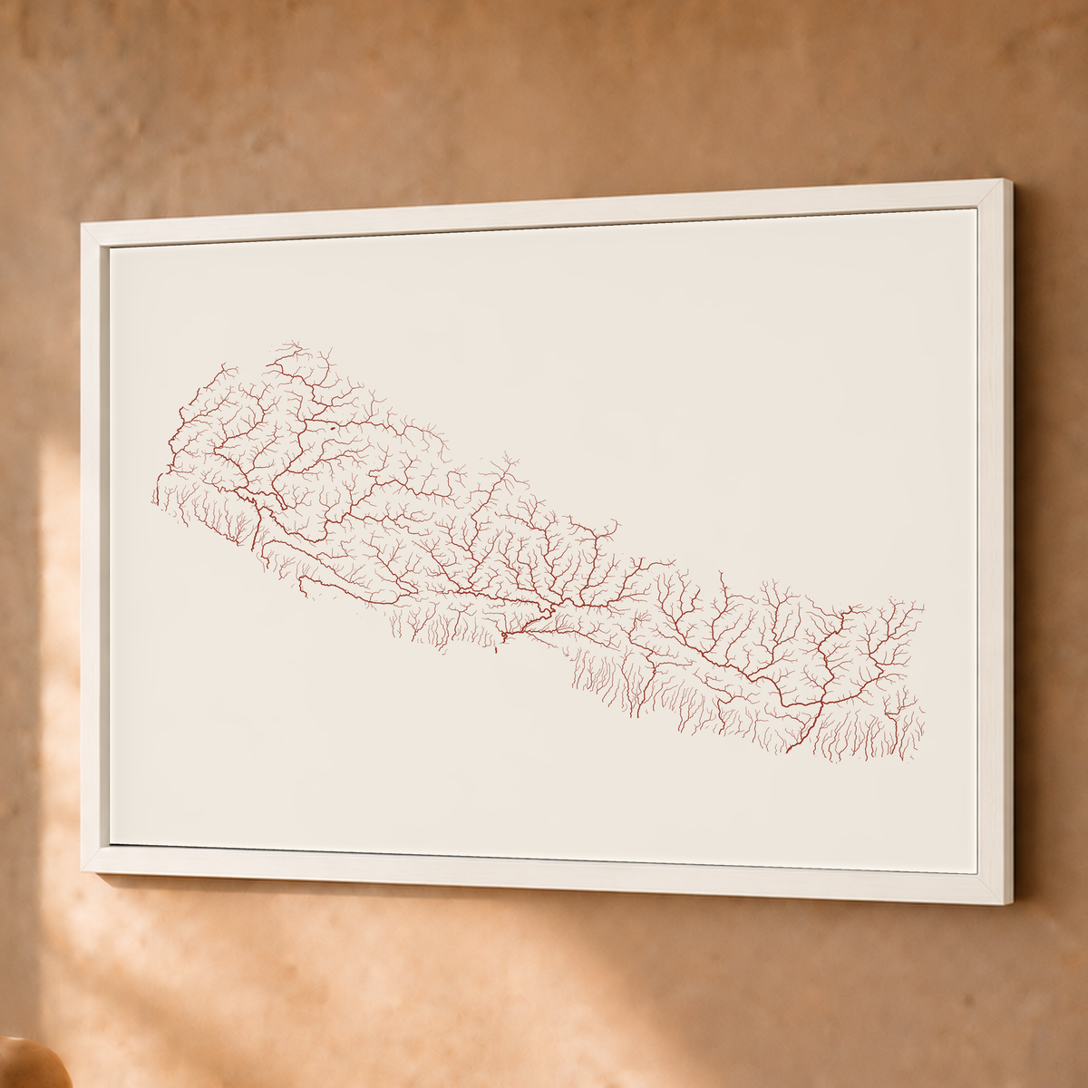 Beautiful Rivers — Nepal — Terracota e areia, Fine art emoldurado · 45 × 60 cm, Branco · Sem margem