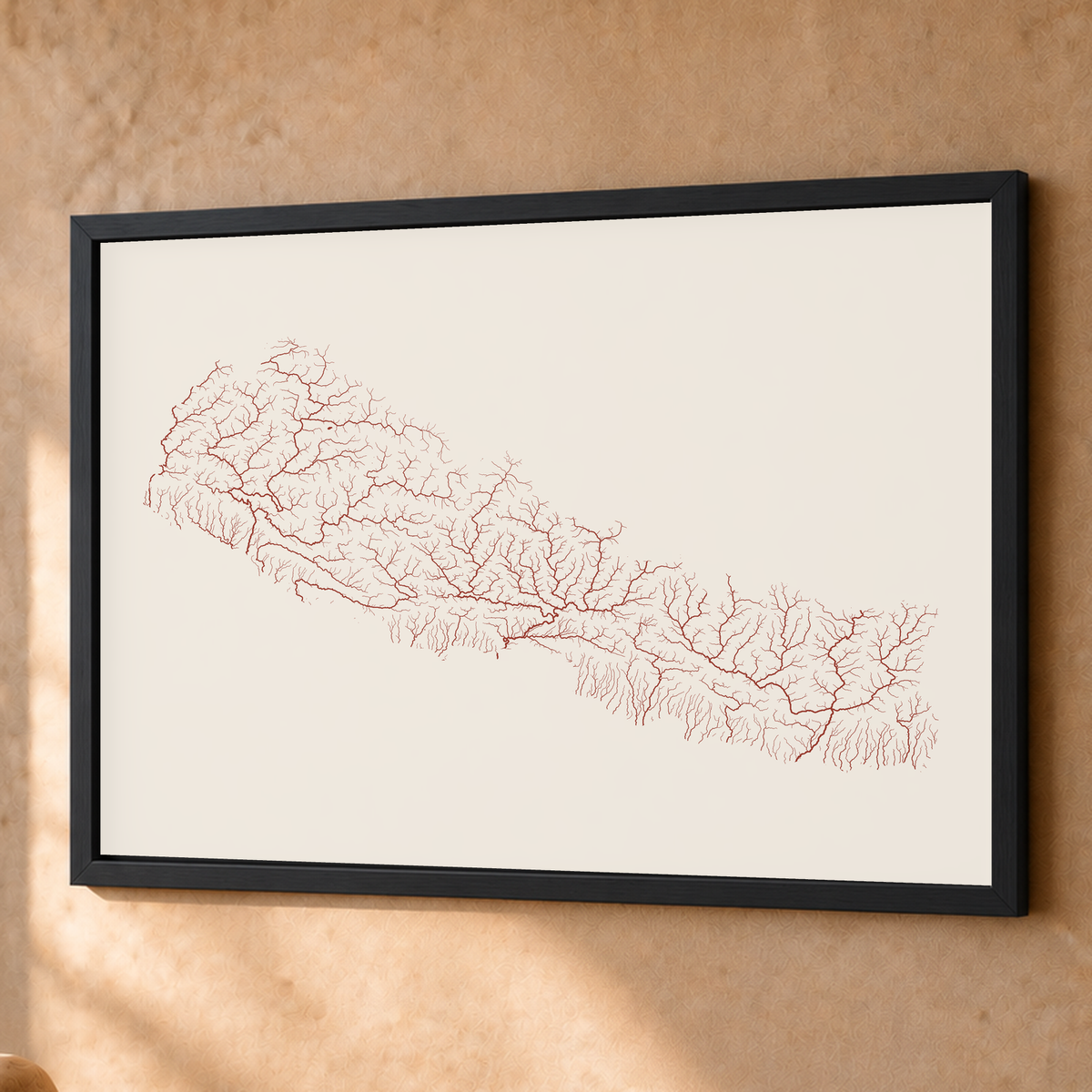Beautiful Rivers — Nepal — Terracota e areia, Fine art emoldurado · 60 × 80 cm, Preto · Sem margem