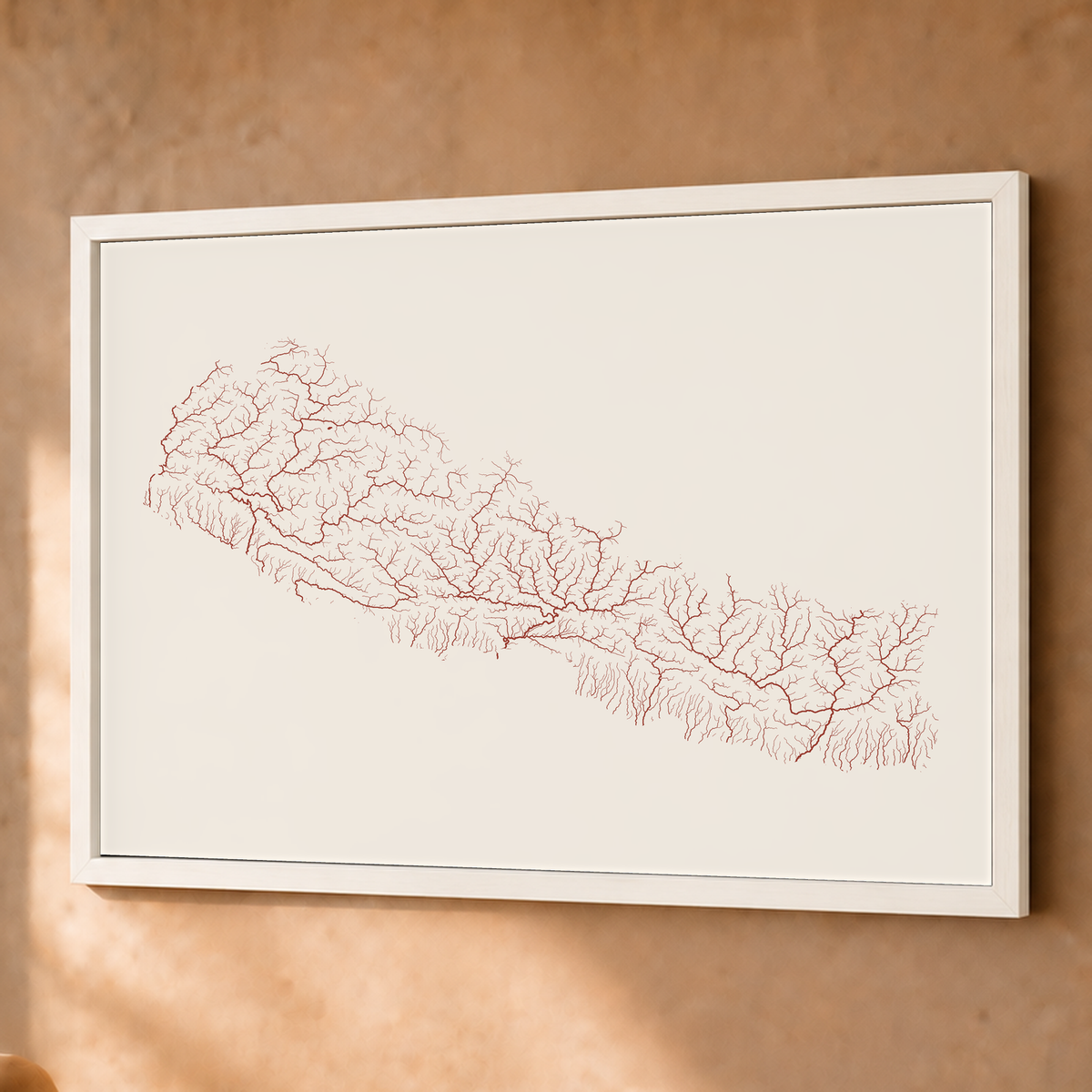 Beautiful Rivers — Nepal — Terracota e areia, Fine art emoldurado · 60 × 80 cm, Branco · Sem margem