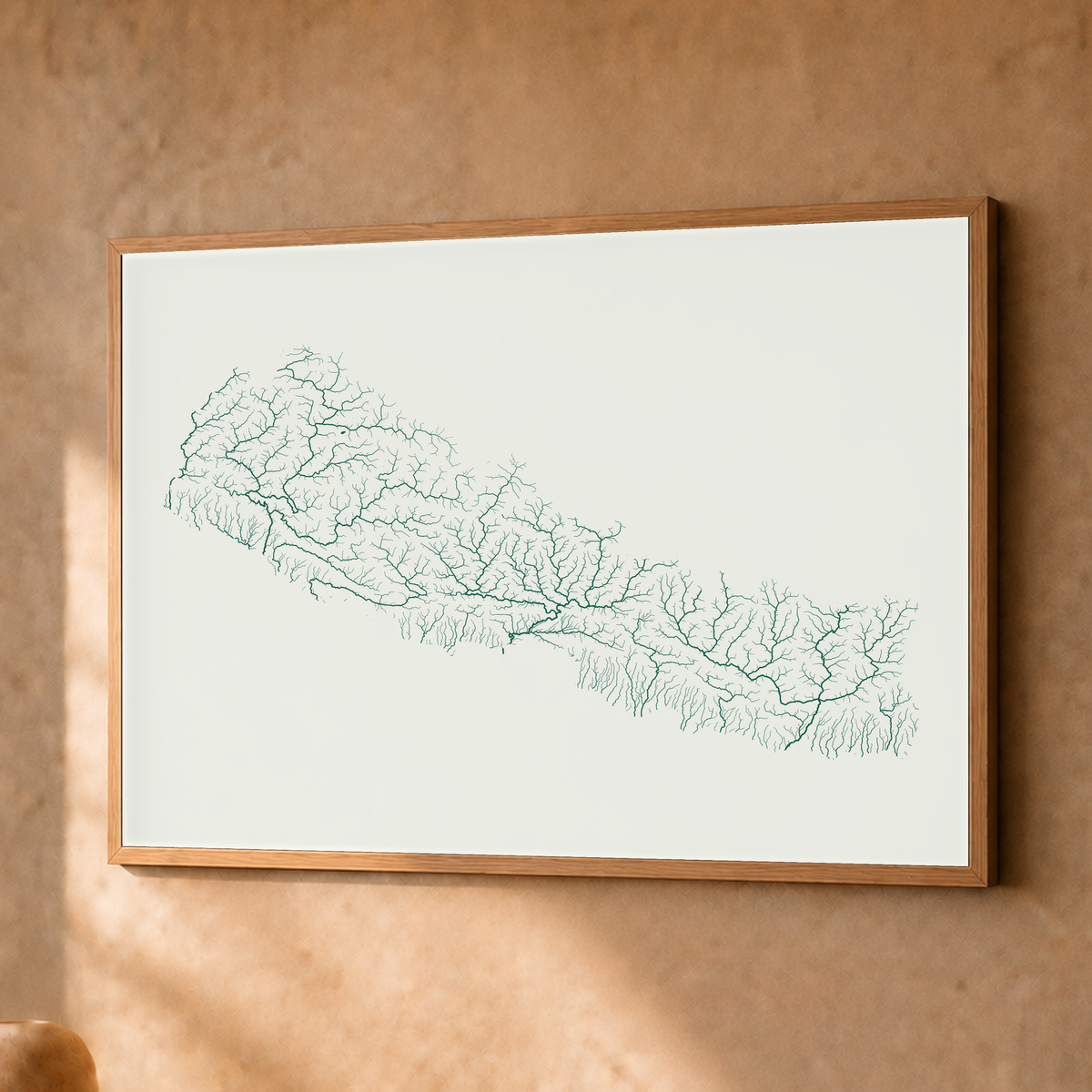 Beautiful Rivers — Nepal — Verde jade e porcelana, Fine art emoldurado · 30 × 40 cm, Natural · Sem margem