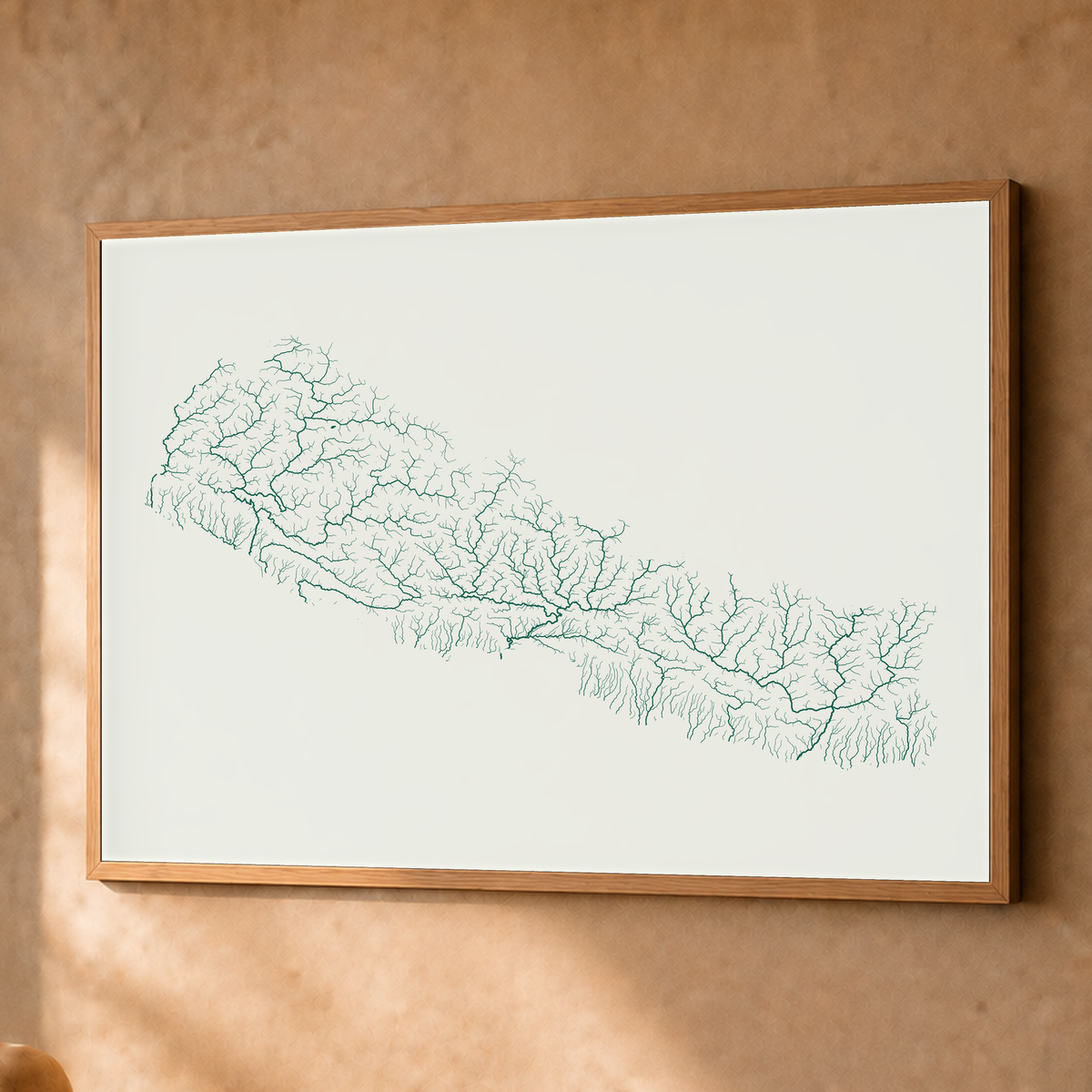 Beautiful Rivers — Nepal — Verde jade e porcelana, Fine art emoldurado · 60 × 80 cm, Natural · Sem margem