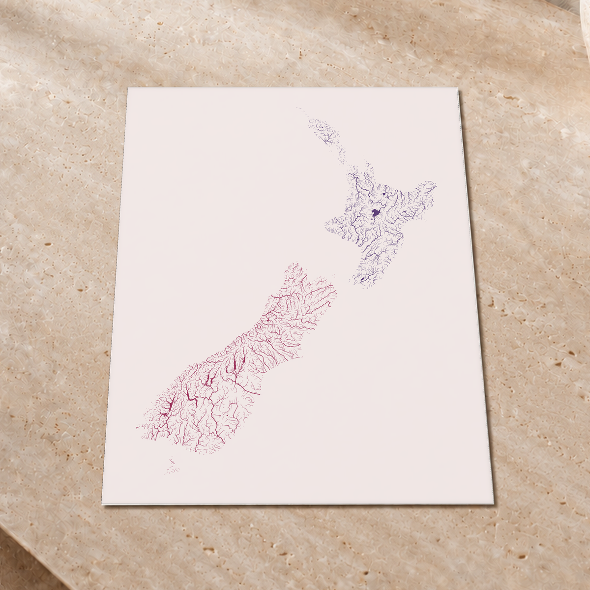 Beautiful Rivers — Nova Zelândia — Ameixa e rosé, Impressão fine art · 45 × 60 cm, Sem margem