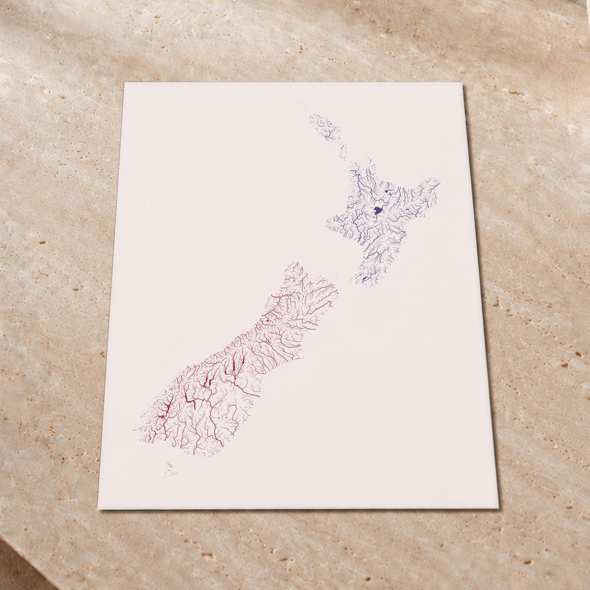 Beautiful Rivers — Nova Zelândia — Ameixa e rosé, Impressão fine art · 60 × 80 cm, Sem margem