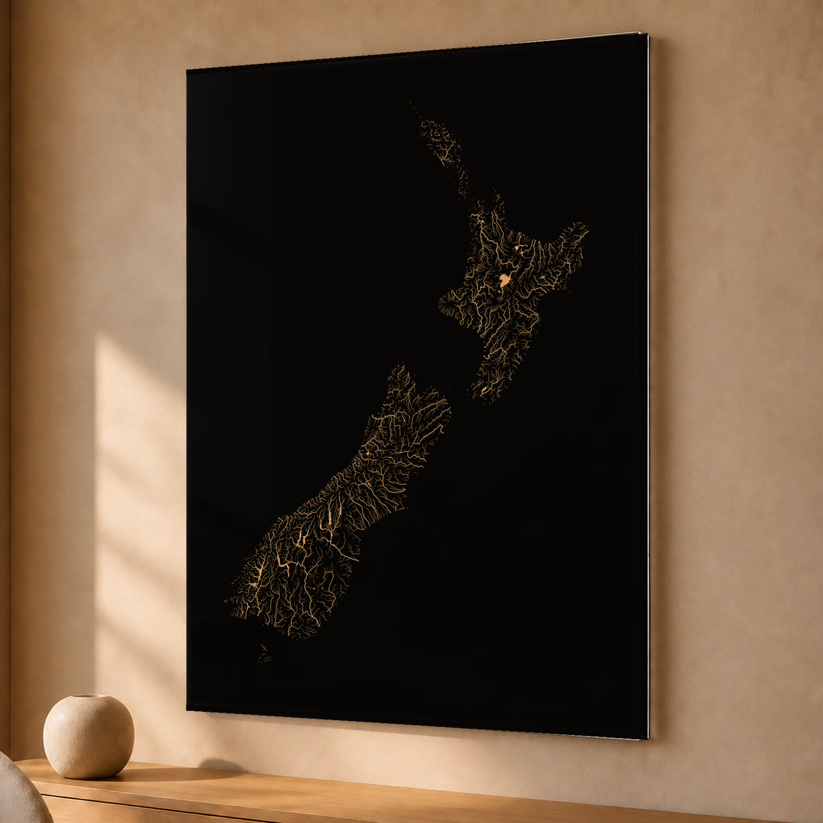 Beautiful Rivers — Nova Zelândia — Cobre, Acrílico · 30 × 40 cm, Sem margem