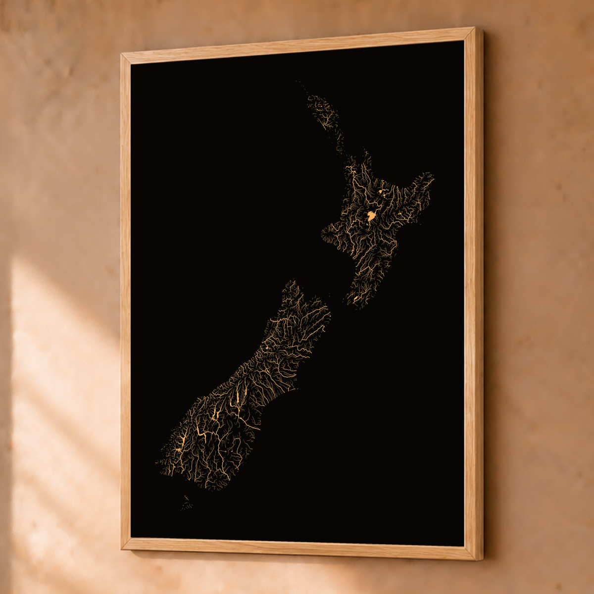 Beautiful Rivers — Nova Zelândia — Cobre, Fine art emoldurado · 45 × 60 cm, Natural · Sem margem