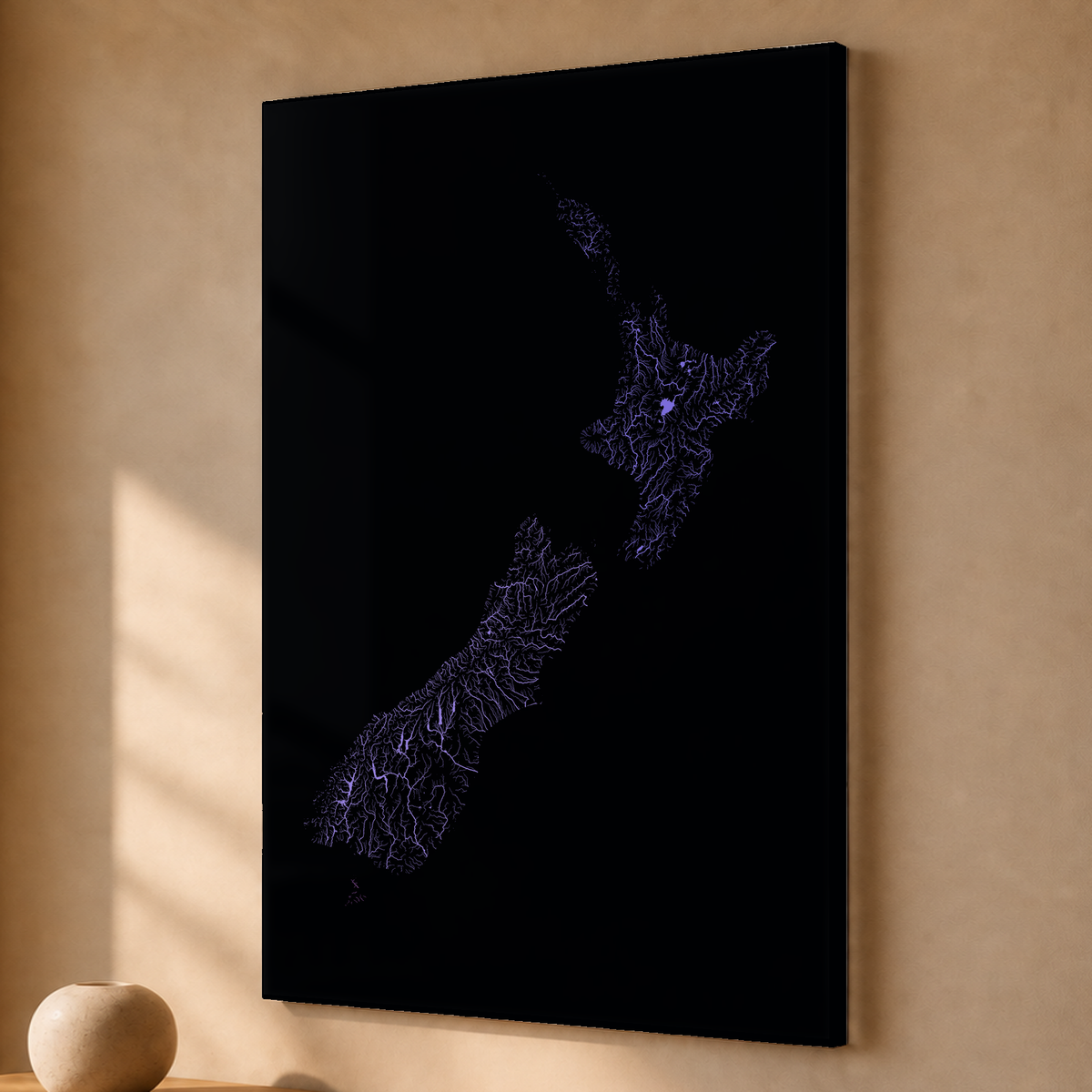 Beautiful Rivers — Nova Zelândia — Neon hidrográfico, Acrílico · 40 × 60 cm, Sem margem