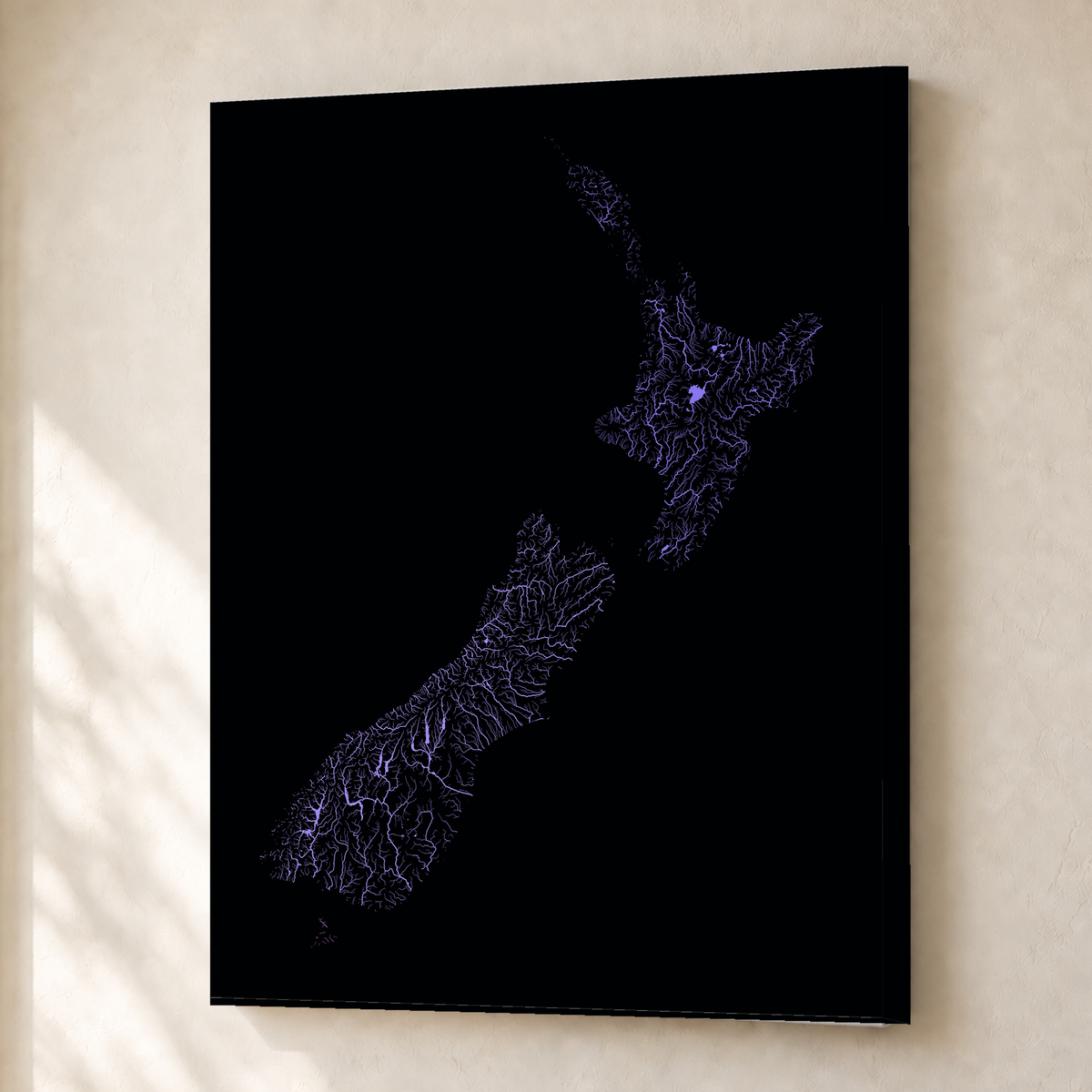 Beautiful Rivers — Nova Zelândia — Neon hidrográfico, Canvas · 30 × 40 cm, Sem margem