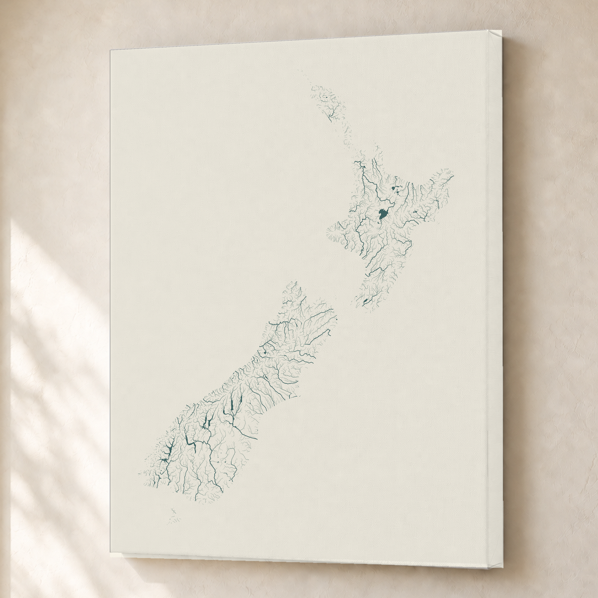Beautiful Rivers — Nova Zelândia — Natural e luminosa, Canvas · 45 × 60 cm, Sem margem