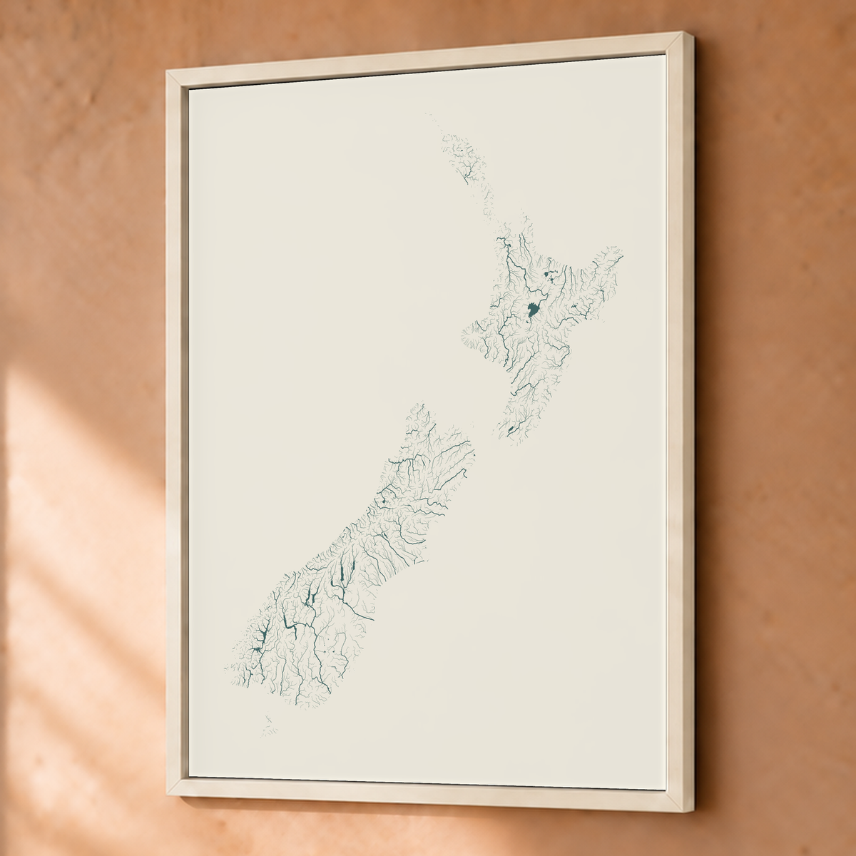 Beautiful Rivers — Nova Zelândia — Natural e luminosa, Fine art emoldurado · 45 × 60 cm, Branco · Sem margem