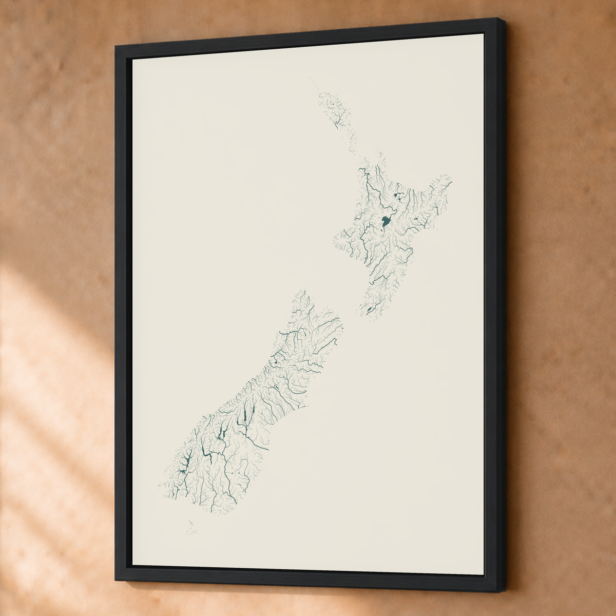Beautiful Rivers — Nova Zelândia — Natural e luminosa, Fine art emoldurado · 60 × 80 cm, Preto · Sem margem
