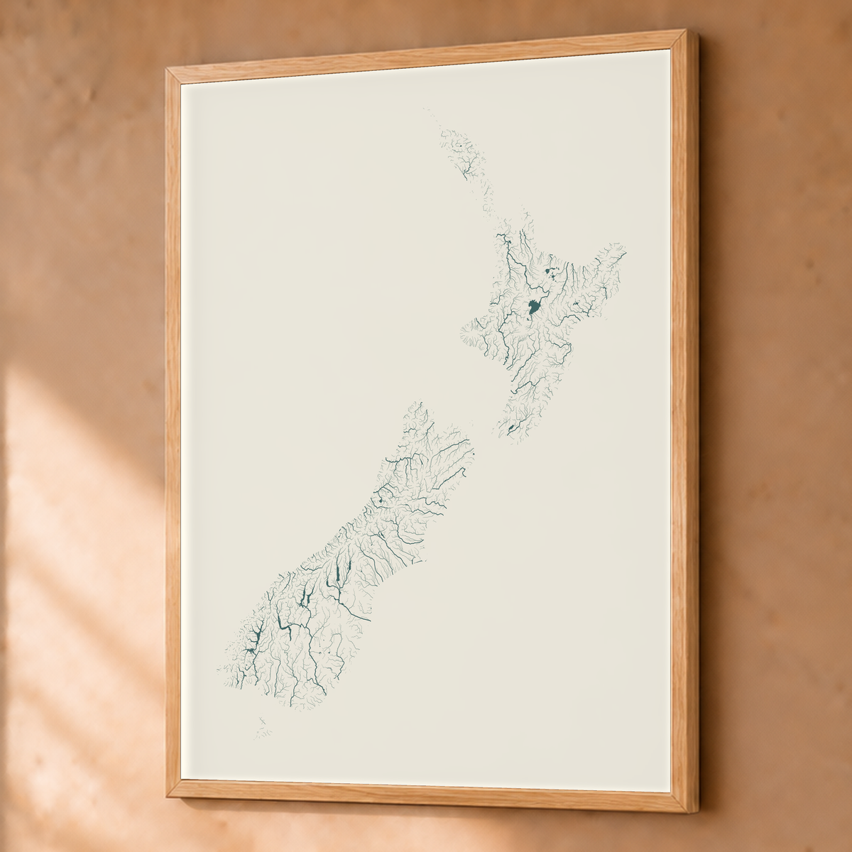 Beautiful Rivers — Nova Zelândia — Natural e luminosa, Fine art emoldurado · 60 × 80 cm, Natural · Sem margem