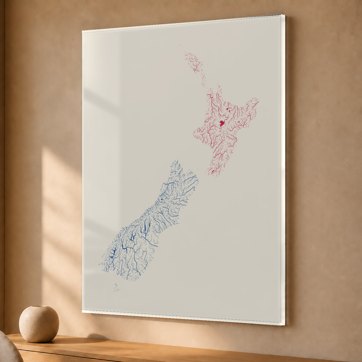 Beautiful Rivers — Nova Zelândia — Risografia, Acrílico · 30 × 40 cm, Sem margem