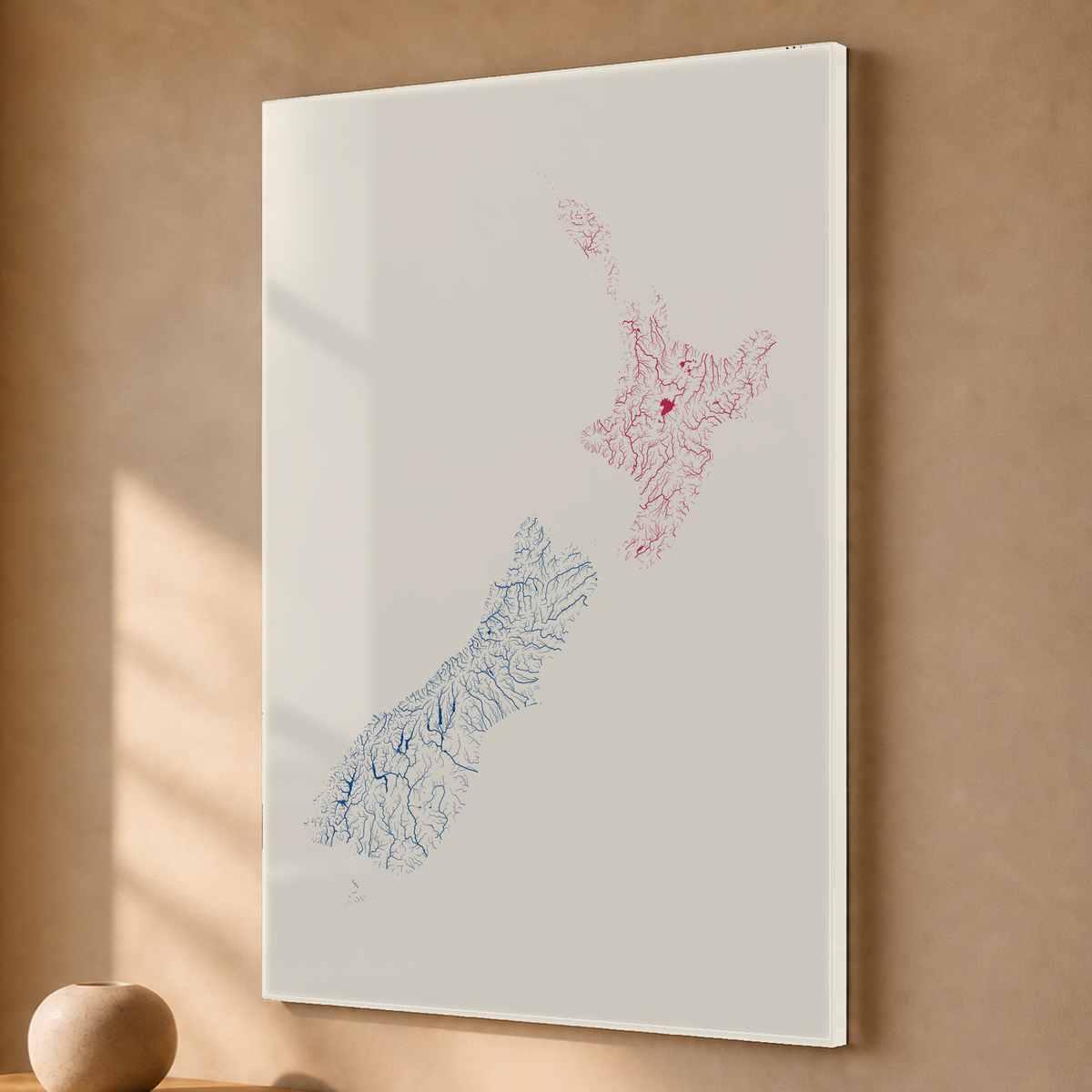 Beautiful Rivers — Nova Zelândia — Risografia, Acrílico · 40 × 60 cm, Sem margem