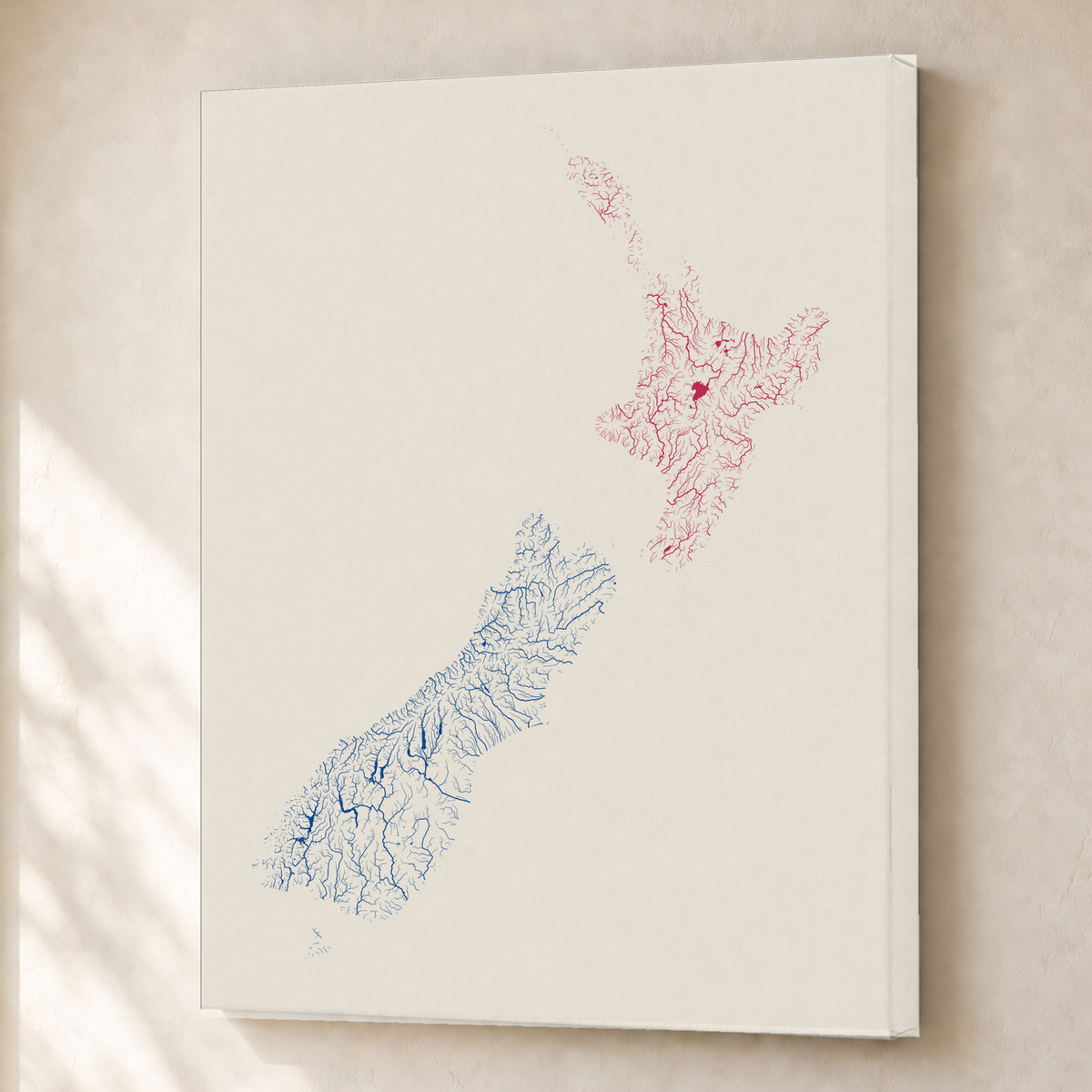 Beautiful Rivers — Nova Zelândia — Risografia, Canvas · 45 × 60 cm, Sem margem