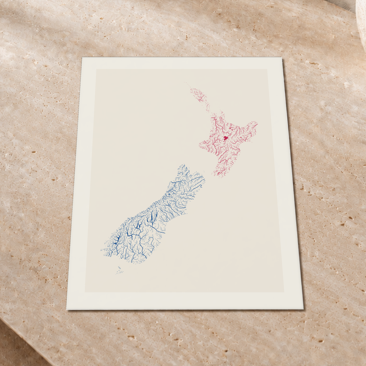 Beautiful Rivers — Nova Zelândia — Risografia, Impressão fine art · 30 × 40 cm, Margem branca