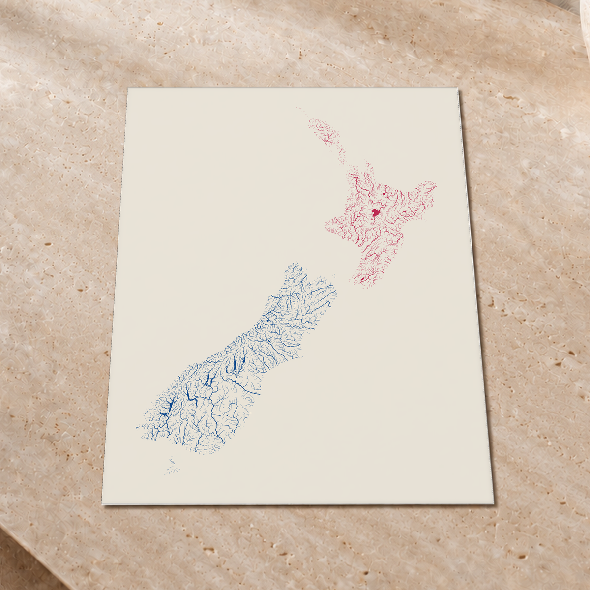 Beautiful Rivers — Nova Zelândia — Risografia, Impressão fine art · 45 × 60 cm, Sem margem