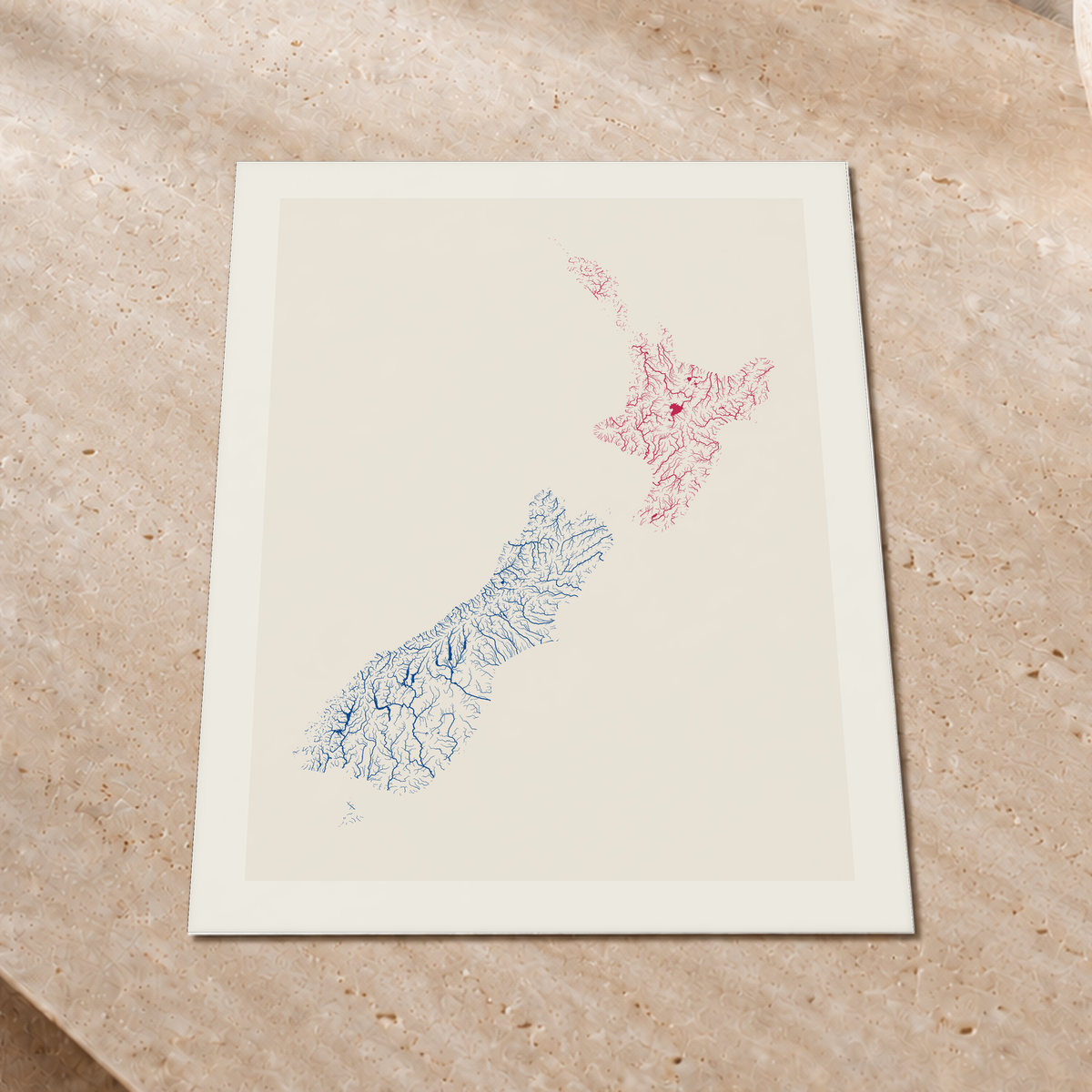 Beautiful Rivers — Nova Zelândia — Risografia, Impressão fine art · 45 × 60 cm, Margem branca