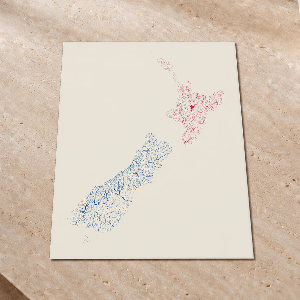Beautiful Rivers — Nova Zelândia — Risografia, Impressão fine art · 60 × 80 cm, Sem margem