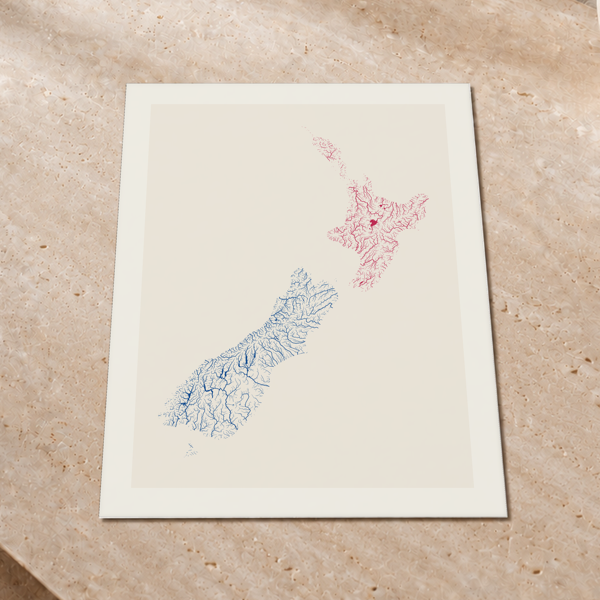Beautiful Rivers — Nova Zelândia — Risografia, Impressão fine art · 60 × 80 cm, Margem branca