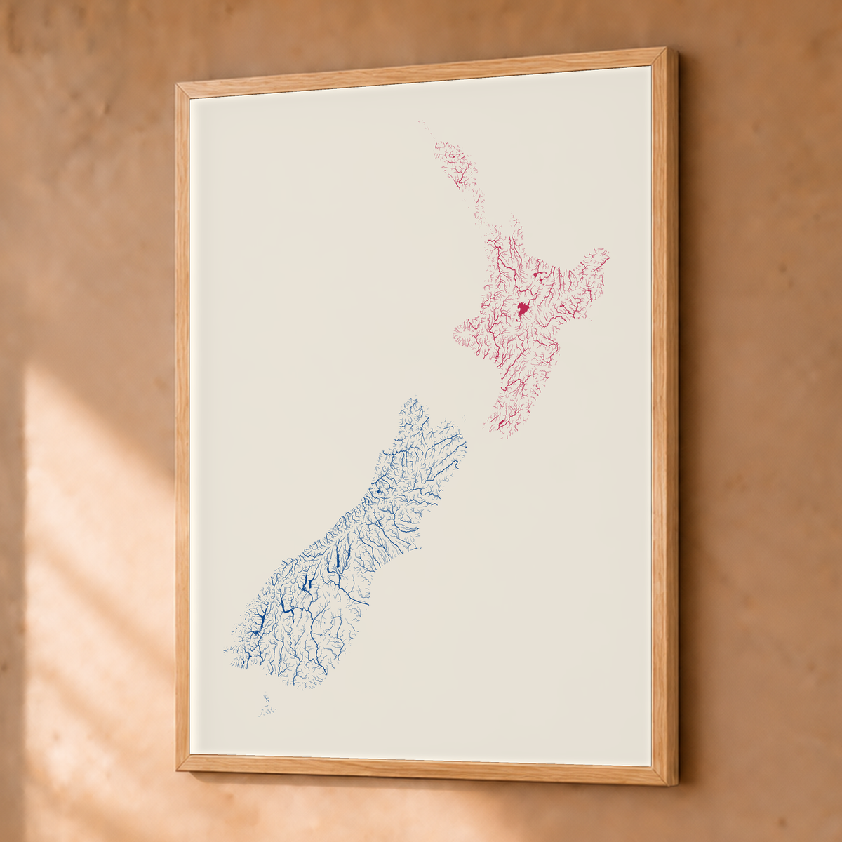 Beautiful Rivers — Nova Zelândia — Risografia, Fine art emoldurado · 30 × 40 cm, Natural · Sem margem