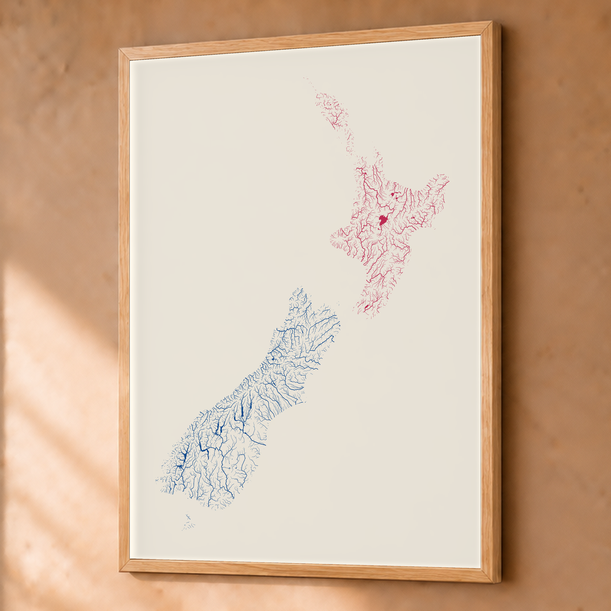 Beautiful Rivers — Nova Zelândia — Risografia, Fine art emoldurado · 60 × 80 cm, Natural · Sem margem