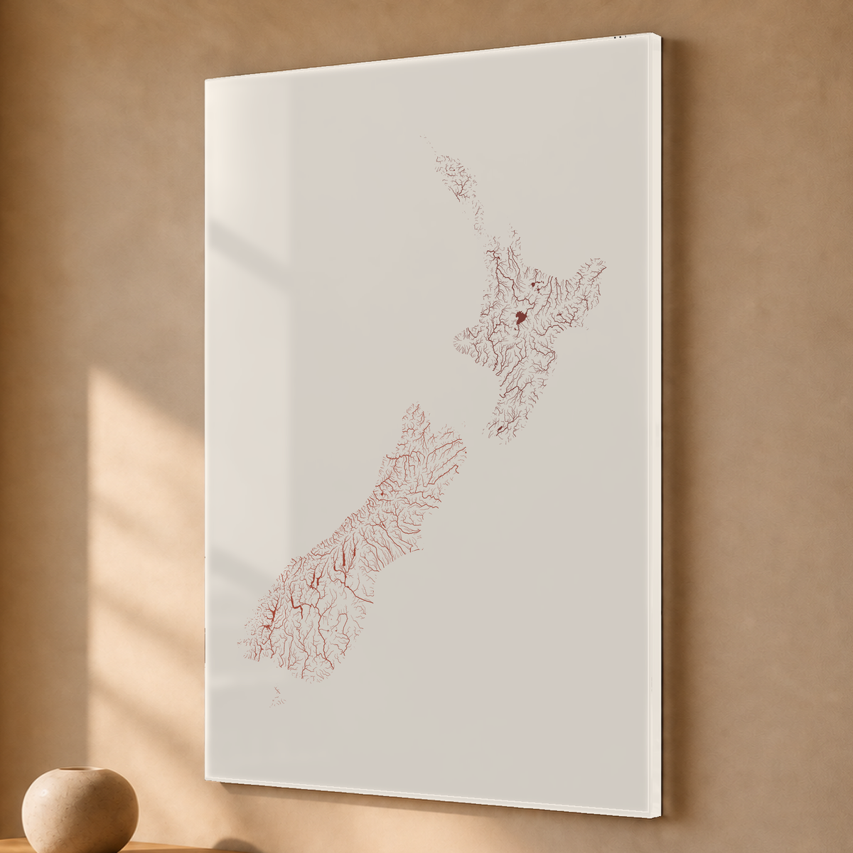 Beautiful Rivers — Nova Zelândia — Terracota e areia, Acrílico · 40 × 60 cm, Sem margem