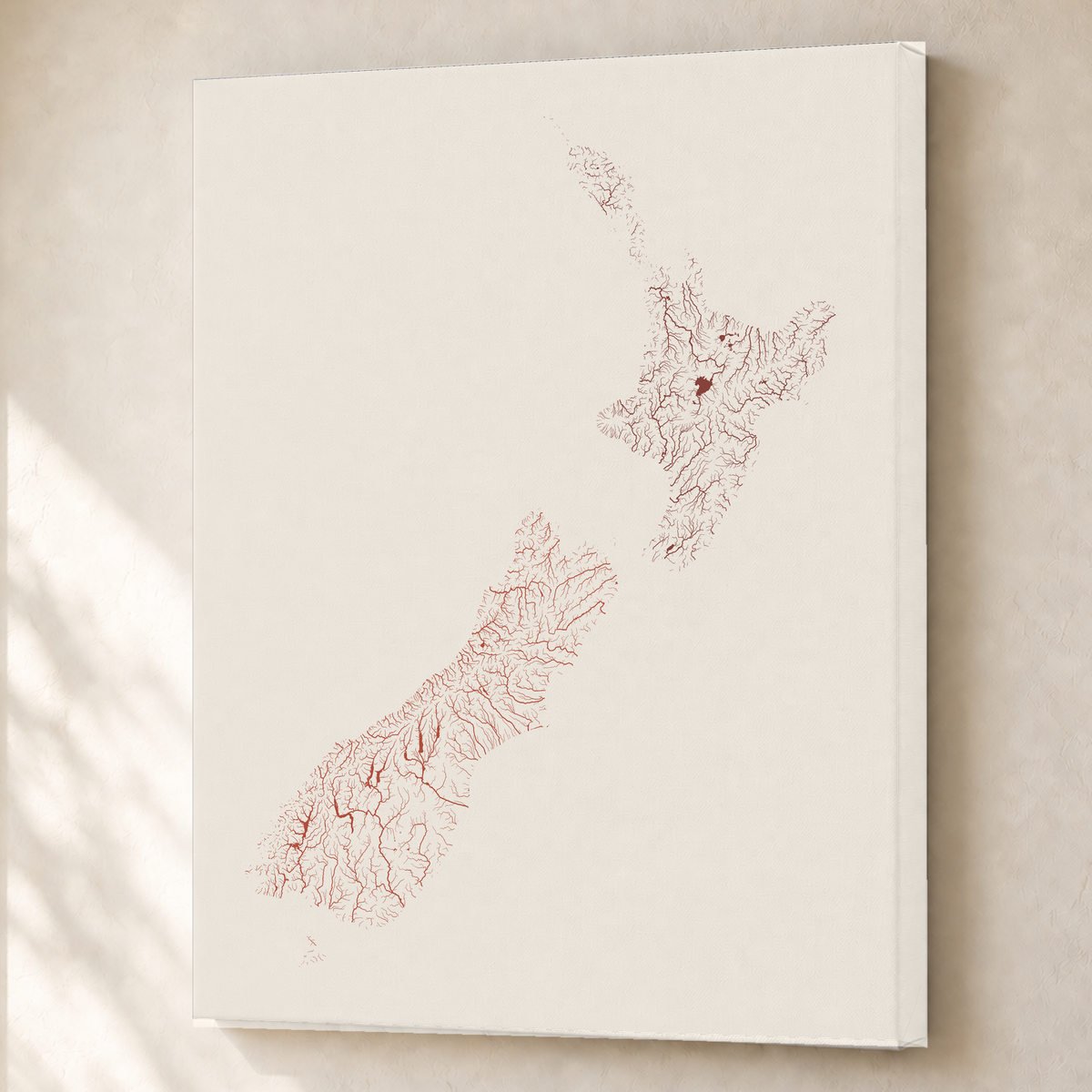 Beautiful Rivers — Nova Zelândia — Terracota e areia, Canvas · 60 × 80 cm, Sem margem