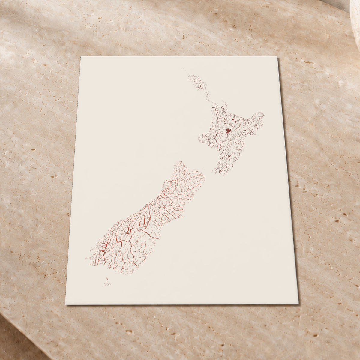 Beautiful Rivers — Nova Zelândia — Terracota e areia, Impressão fine art · 30 × 40 cm, Sem margem
