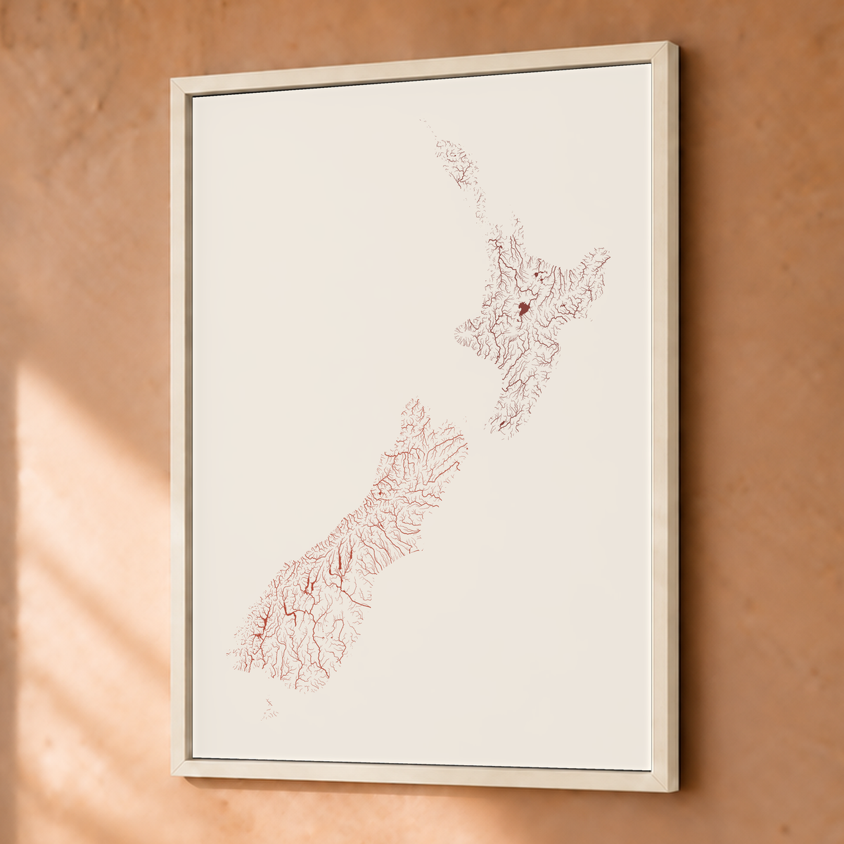 Beautiful Rivers — Nova Zelândia — Terracota e areia, Fine art emoldurado · 30 × 40 cm, Branco · Sem margem