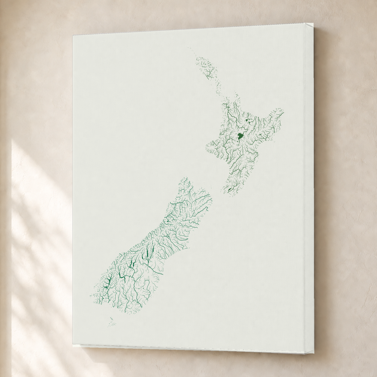 Beautiful Rivers — Nova Zelândia — Verde jade e porcelana, Canvas · 30 × 40 cm, Sem margem
