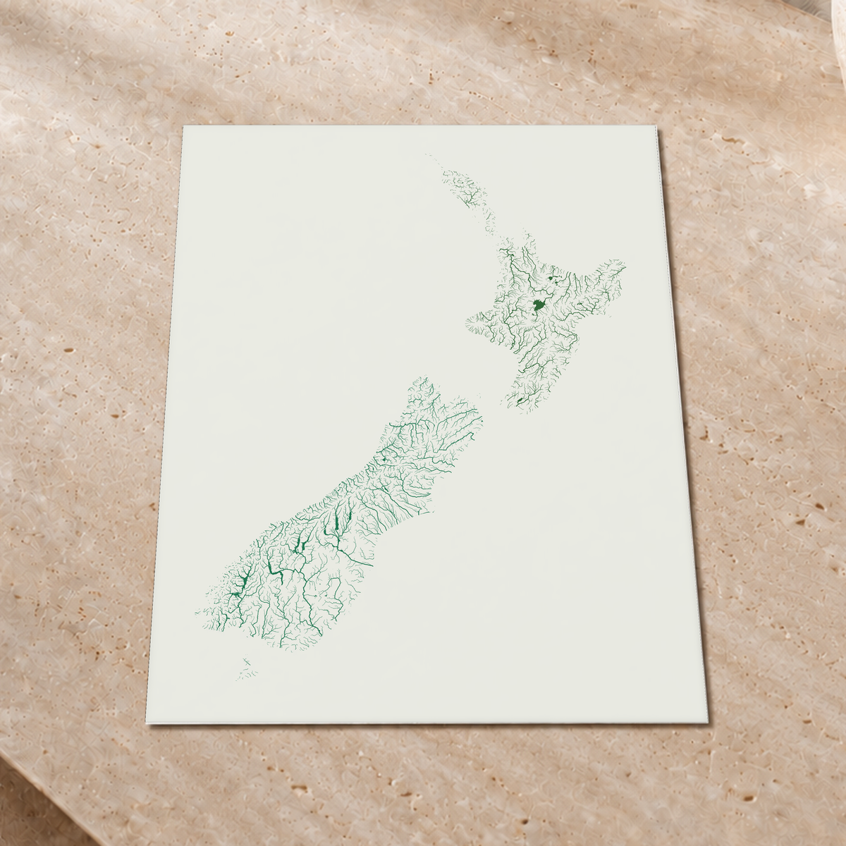 Beautiful Rivers — Nova Zelândia — Verde jade e porcelana, Impressão fine art · 45 × 60 cm, Sem margem