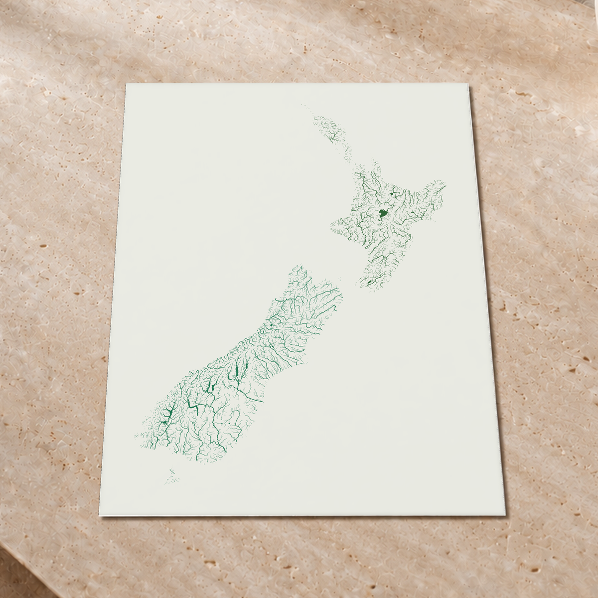 Beautiful Rivers — Nova Zelândia — Verde jade e porcelana, Impressão fine art · 60 × 80 cm, Sem margem